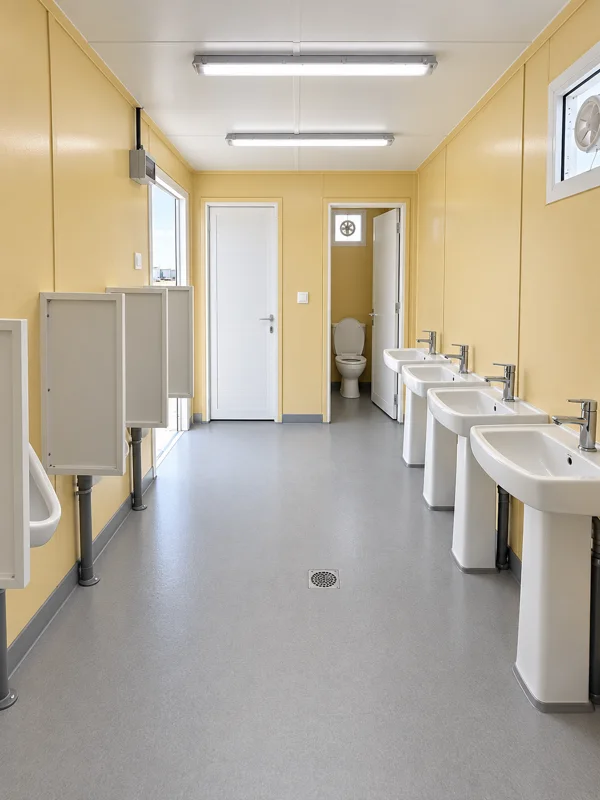 Multi-user toilet and urinal interior